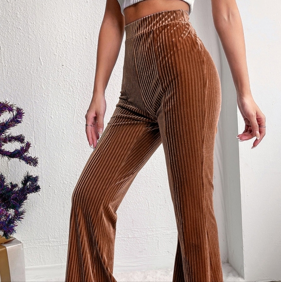 Toasted Toffee Ribbed Bootcut Pants - Picture 4 of 10